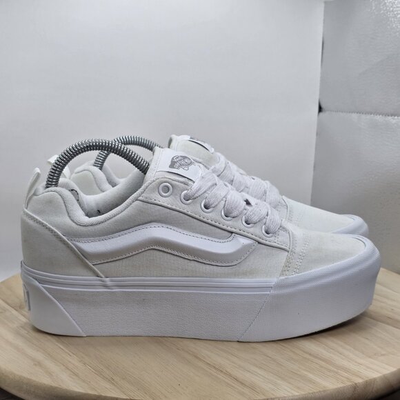 Womens Size 8.5-Vans Knu School Stack Skate Platform White Shoes Sneakers 721356 - Picture 3 of 8